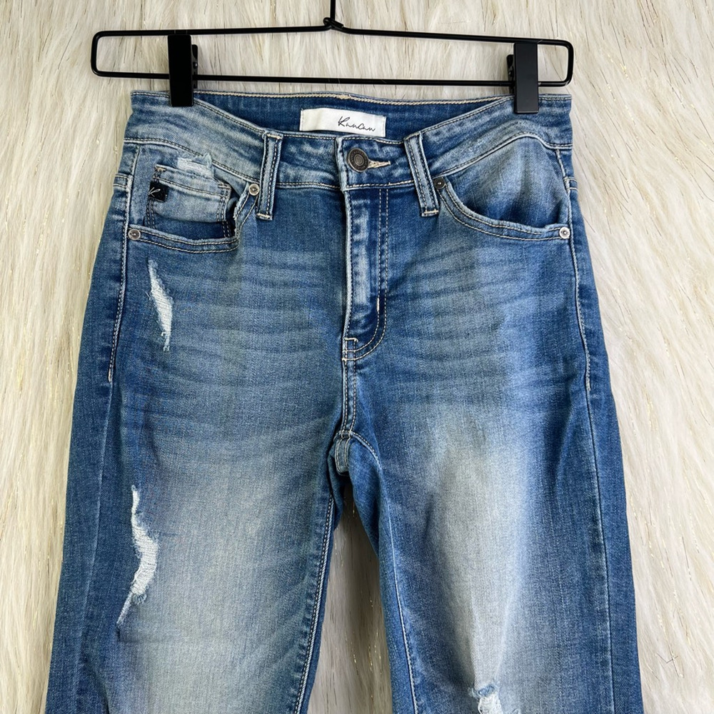 Kancan Womens Miranda-Vera Capri Jeans Blue Distressed Stretch Pockets Juniors 1 - Picture 2 of 9